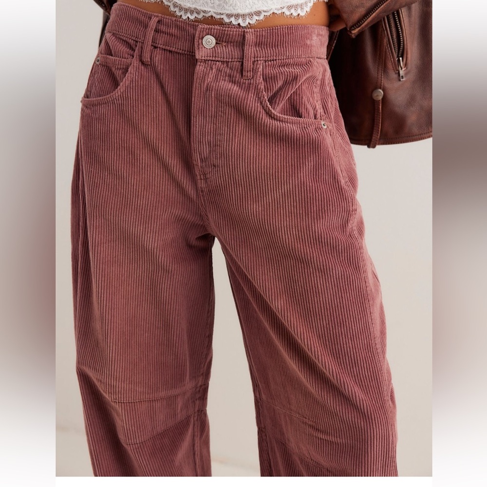 Free People NWOT Women's Corduroy Barrel Leg Courdaroy Pants - Blush - Picture 5 of 5